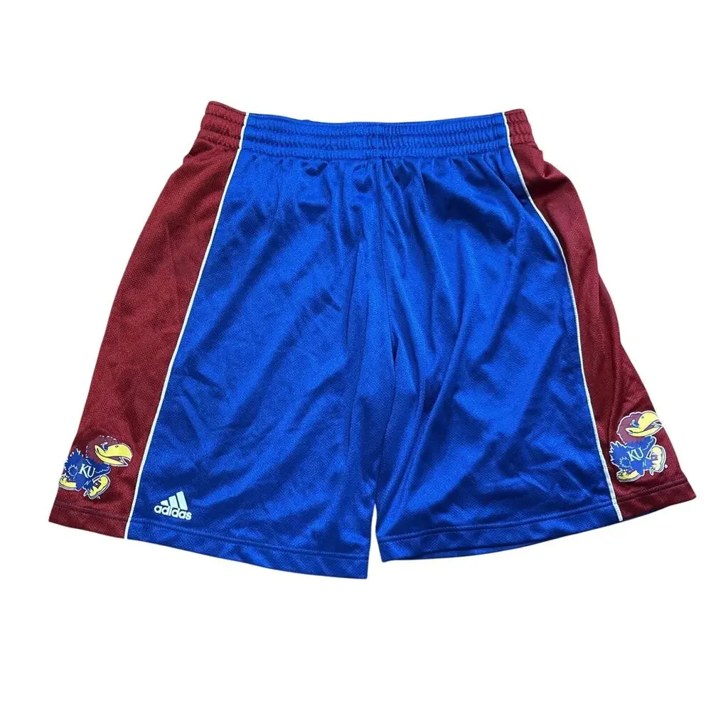 Kansas Jayhawks USA Shorts Mens XL NCAA Basketball Adidas KU Jayhawk